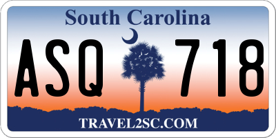 SC license plate ASQ718