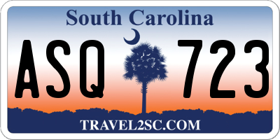 SC license plate ASQ723