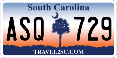 SC license plate ASQ729