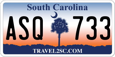 SC license plate ASQ733