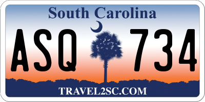 SC license plate ASQ734