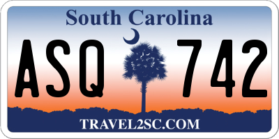 SC license plate ASQ742