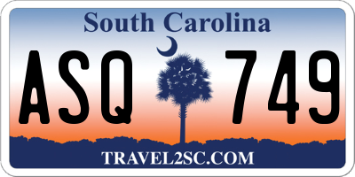 SC license plate ASQ749