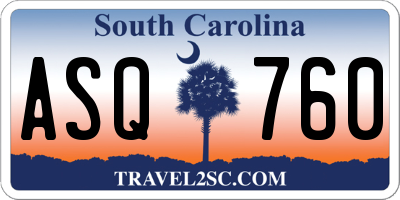 SC license plate ASQ760