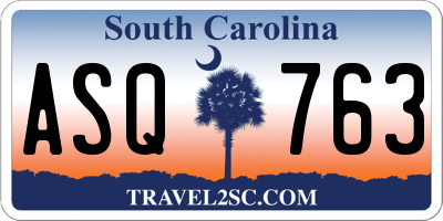 SC license plate ASQ763
