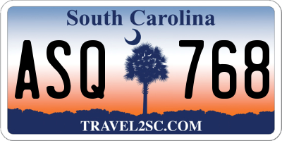 SC license plate ASQ768