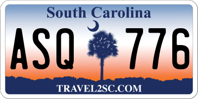 SC license plate ASQ776