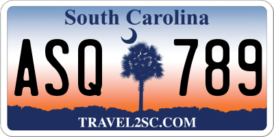 SC license plate ASQ789