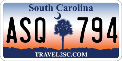 SC license plate ASQ794
