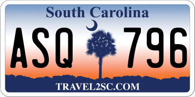 SC license plate ASQ796