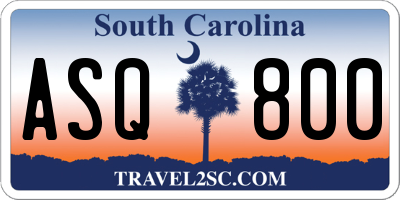 SC license plate ASQ800