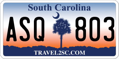 SC license plate ASQ803