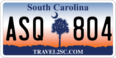 SC license plate ASQ804