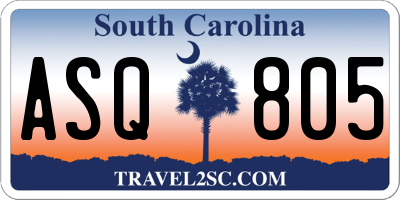 SC license plate ASQ805