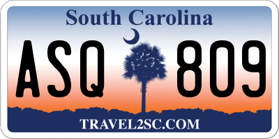 SC license plate ASQ809