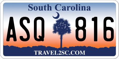 SC license plate ASQ816