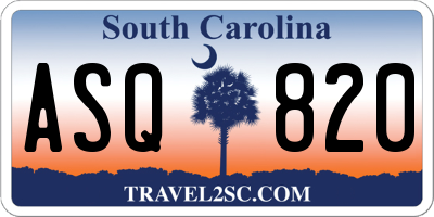 SC license plate ASQ820