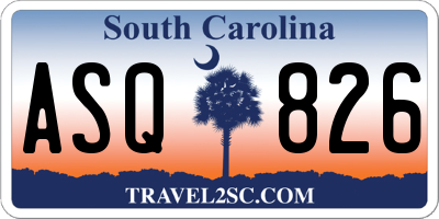 SC license plate ASQ826