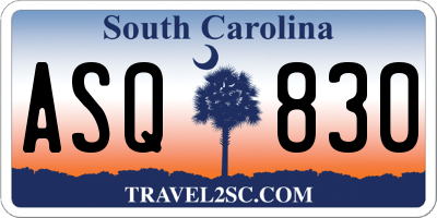 SC license plate ASQ830