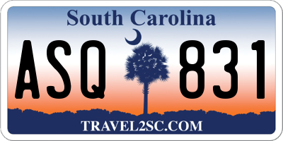 SC license plate ASQ831