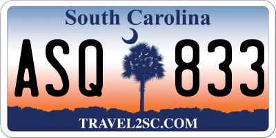 SC license plate ASQ833