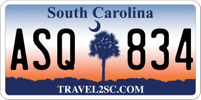 SC license plate ASQ834