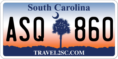 SC license plate ASQ860
