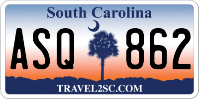 SC license plate ASQ862