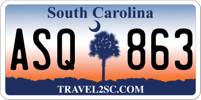 SC license plate ASQ863