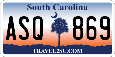 SC license plate ASQ869