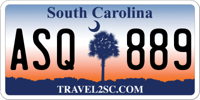 SC license plate ASQ889