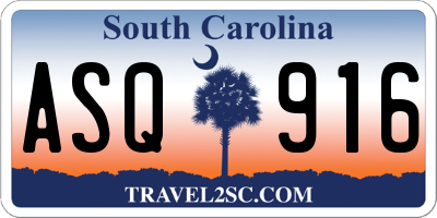 SC license plate ASQ916