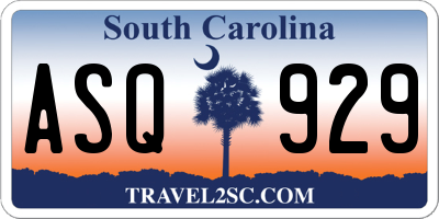 SC license plate ASQ929