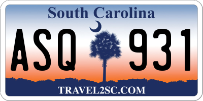SC license plate ASQ931
