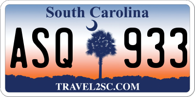 SC license plate ASQ933