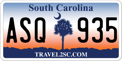 SC license plate ASQ935