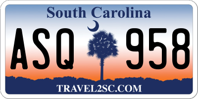 SC license plate ASQ958