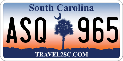 SC license plate ASQ965