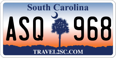 SC license plate ASQ968