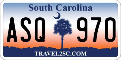 SC license plate ASQ970