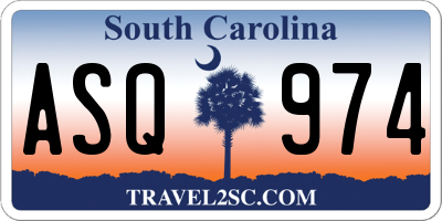 SC license plate ASQ974