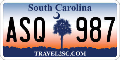 SC license plate ASQ987