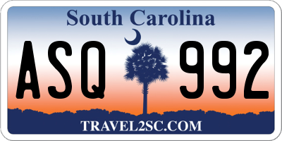SC license plate ASQ992