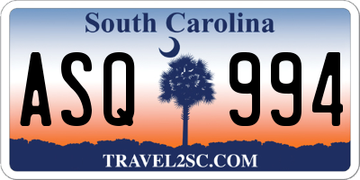 SC license plate ASQ994
