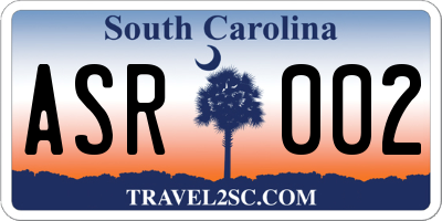 SC license plate ASR002