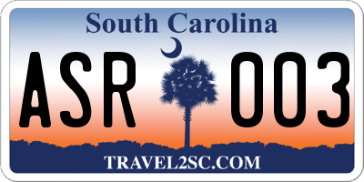 SC license plate ASR003