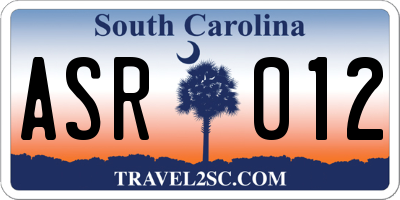 SC license plate ASR012