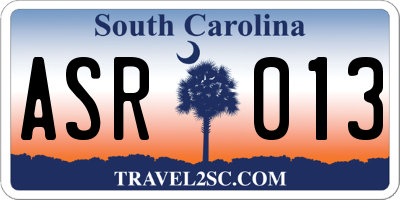 SC license plate ASR013