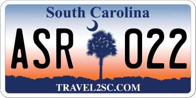 SC license plate ASR022