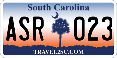 SC license plate ASR023